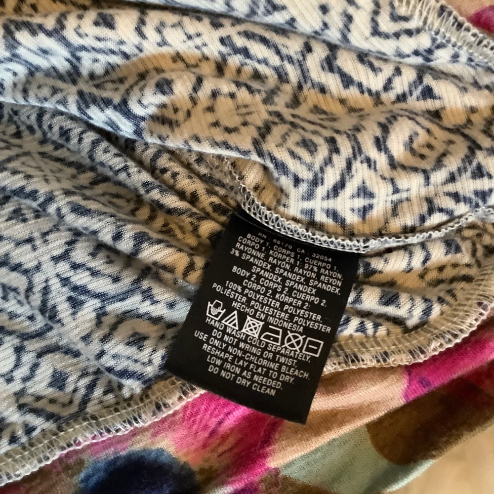 Vanessa Virginia Anthropologie Mixed Print Blouse Floral Ikat Asymmetric Navy S - Picture 8 of 15